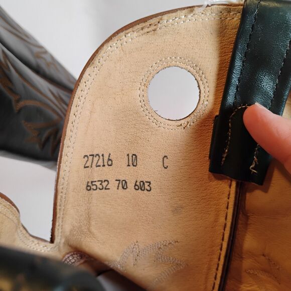 Nocona NOS Bullhide Tan & Green Western Cowboy Boots Size 10 Model 6532 70 603